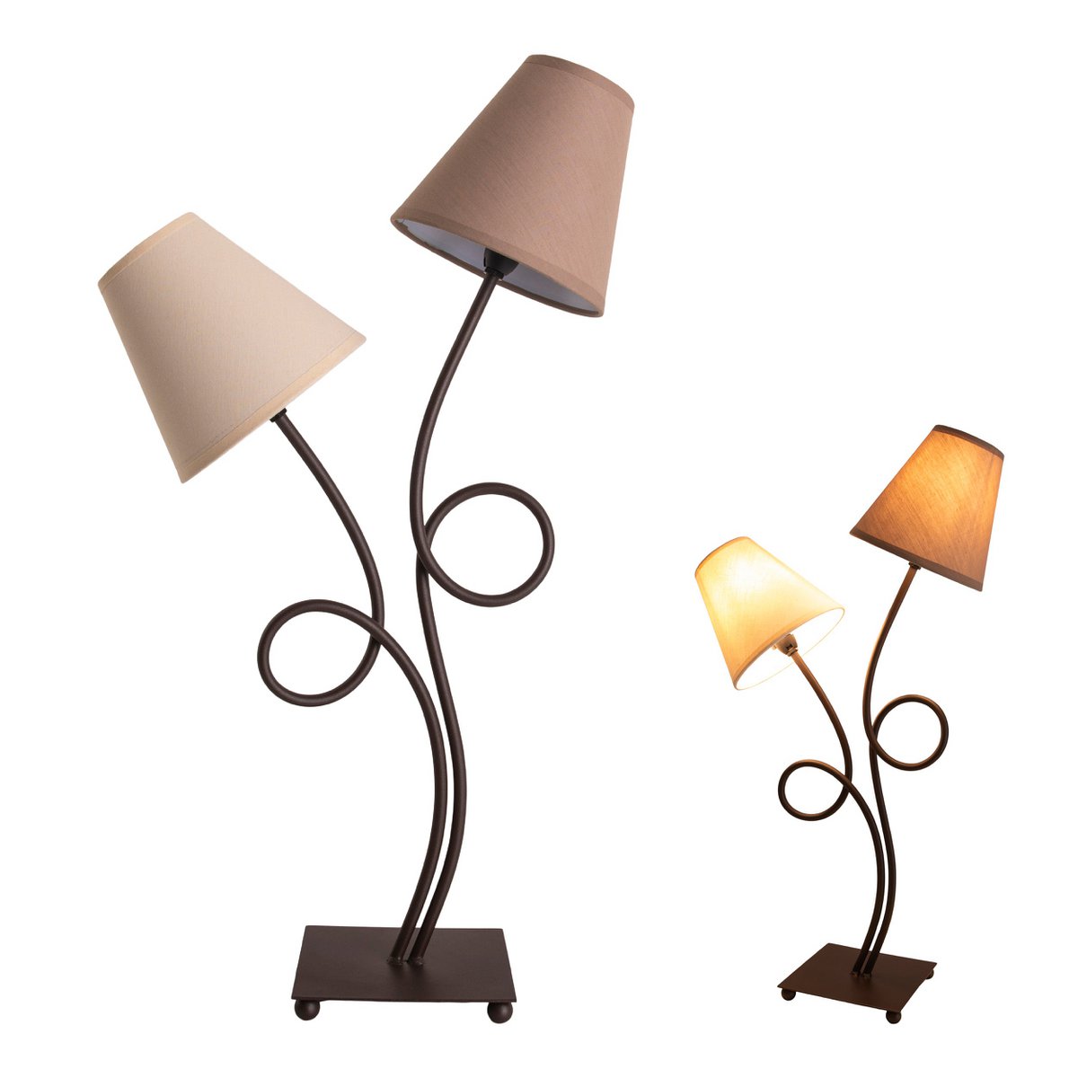Boho Tafellamp 2Flame Bruin Beige Met E14 Aansluiting
