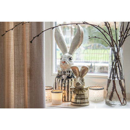 Konijnenbeeld 42 cm polyresin zwart goud wit