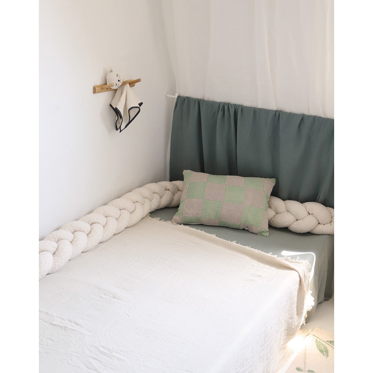 Bedvlecht 200 cm crème polyester