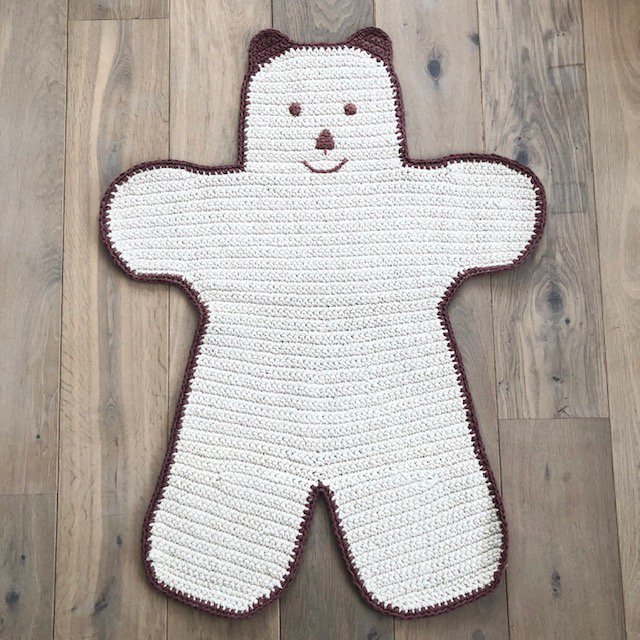 Vloerkleed beer 100x75 cm gebroken wit katoen