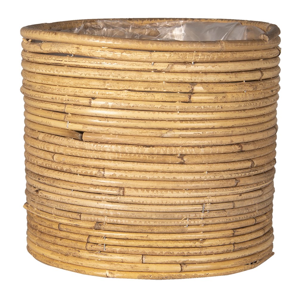 Planthouder Ø 26x22 cm bruin rotan bamboe