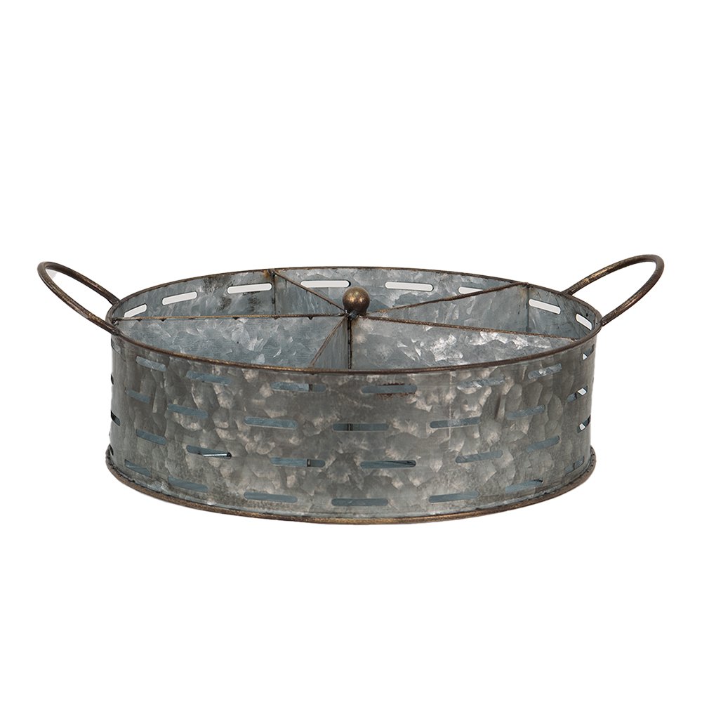 Tray with 5 Compartments 43x34x15 cm Grey Metal Flowerpot Holder