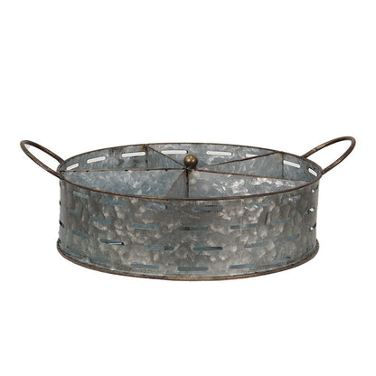 Tray with 5 Compartments 43x34x15 cm Grey Metal Flowerpot Holder