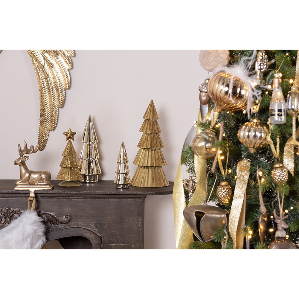 Kerstboom 20 cm goudkleurig ijzer