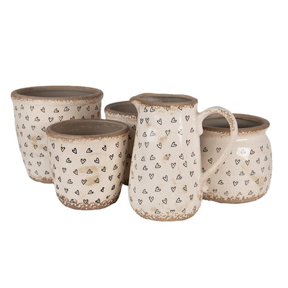 Decoratie Kan 21x15x23 cm Beige Zwart Keramiek Hartjes Schenkkan