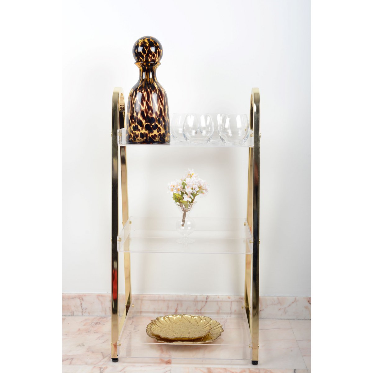 Glazen schaal goud 19x21x2 cm