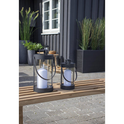 Lantaarns set van 2 zwart staal glas Ø12x24 cm Ø15x32 cm