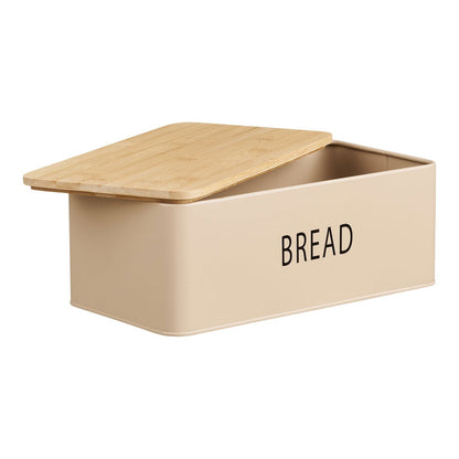 Tula Lunchbox with 3 Tins, Metal/Bamboo, Beige, Set of 4