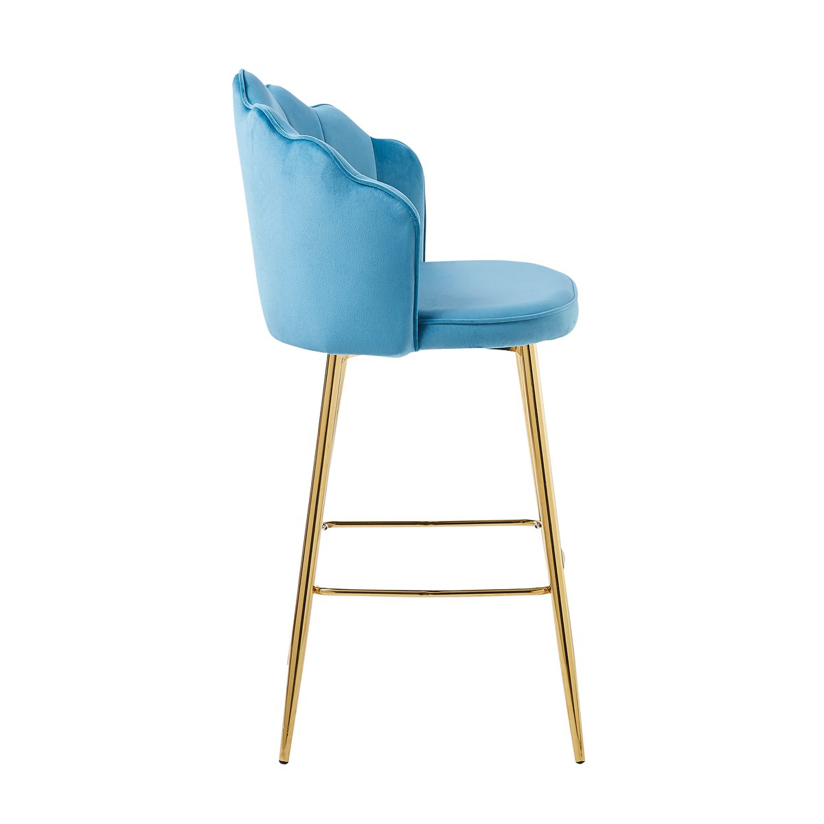 Barkrukken set van 2 blauw fluweel goud frame 68 cm