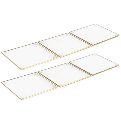 Onderzetters glas 10x10 cm goud rand set van 6