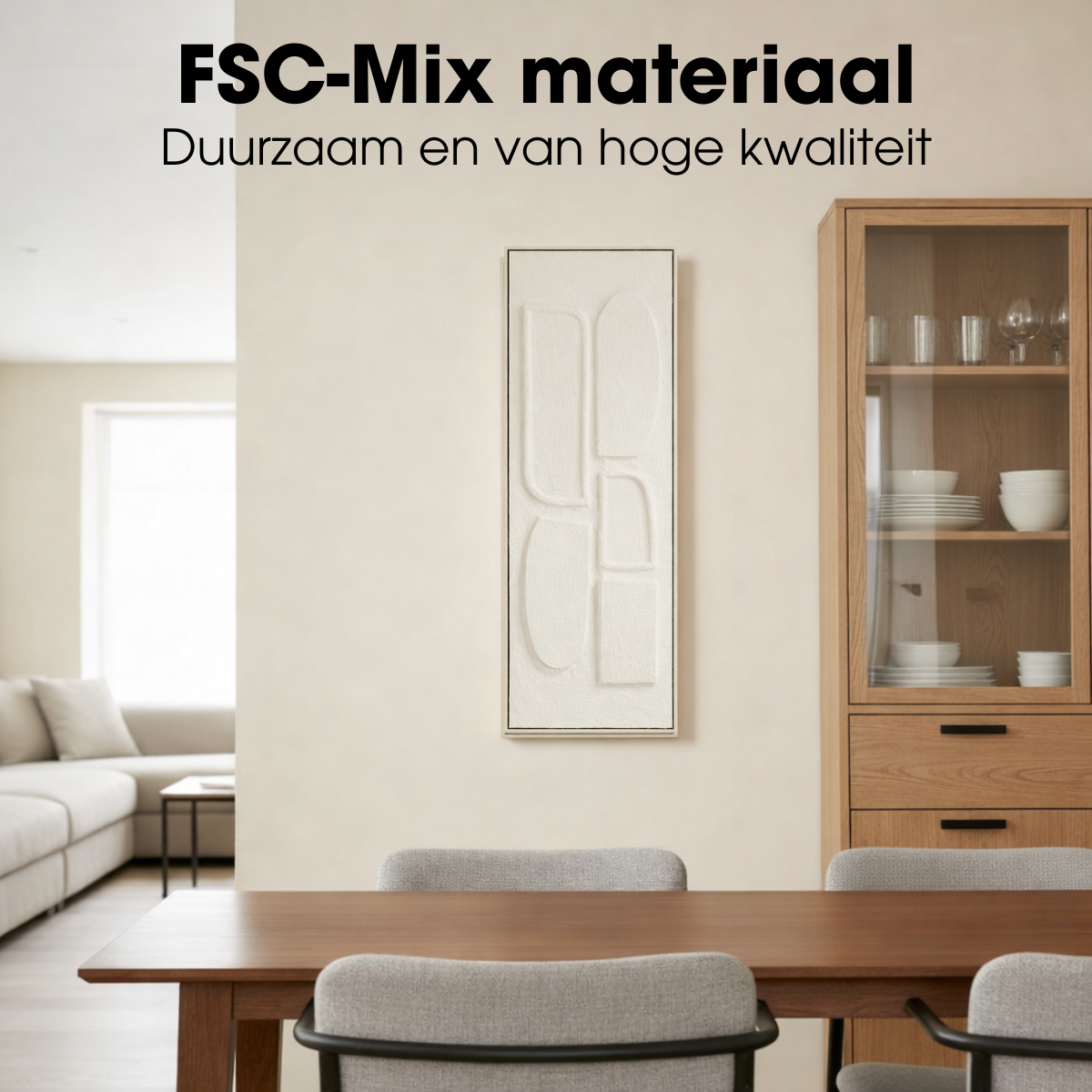 Wanddecoratie 90x30x3 cm off-white plastic