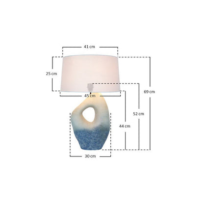 Tafellamp keramiek linnen blauw wit 69 cm