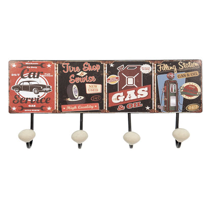 Wall coat rack 40x5x17 cm Red Black Iron Car
