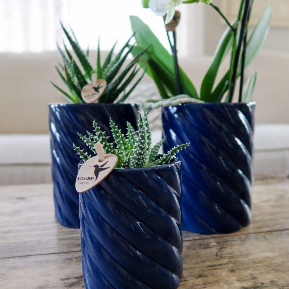 Round Decorative Pot Ceramic Blue Ø6 cm