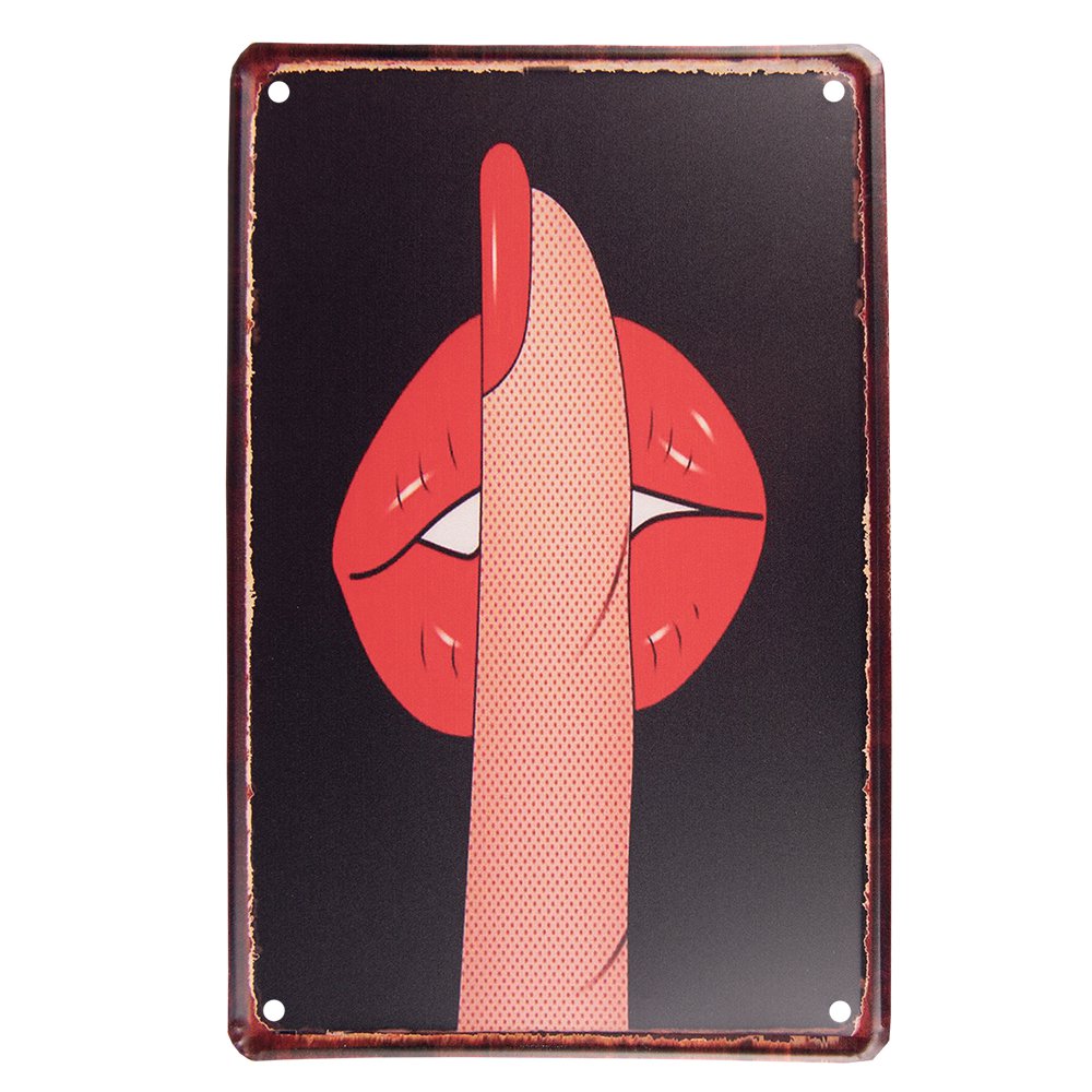 Wanddecoratie 20x30 cm rood zwart metaal