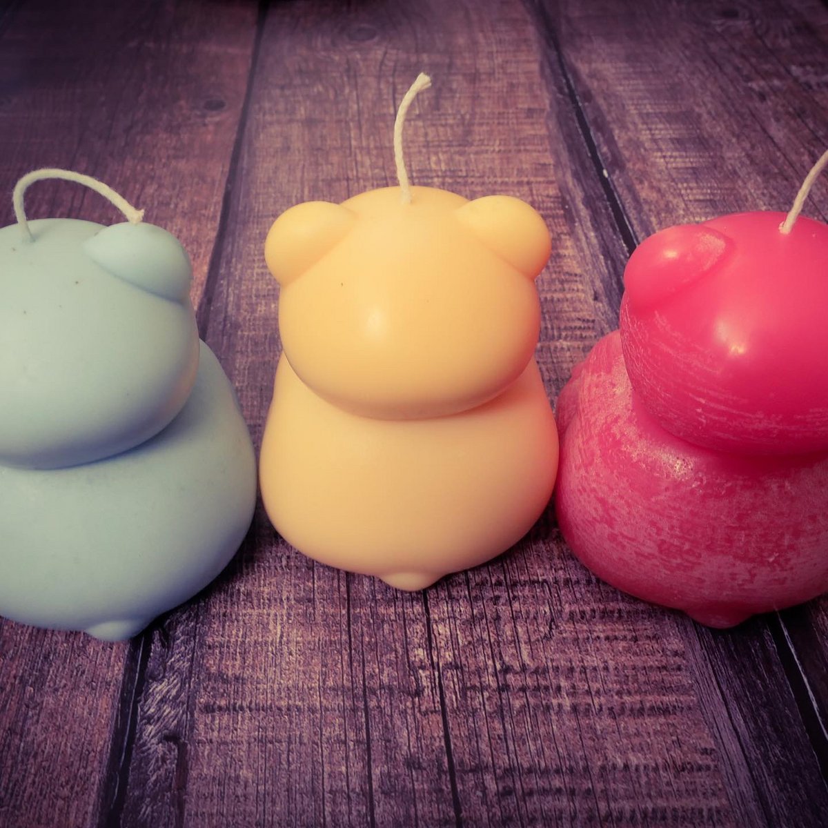 Vormkaars teddybeer 9 cm sojawas lavendel