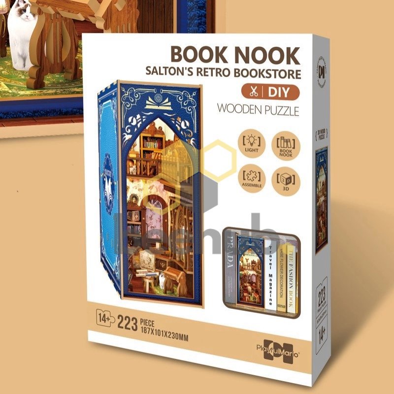 Inspirebox, 3D Booknook, Salton's Retro Bookstore, BE011924, 18,7x10,1x23cm