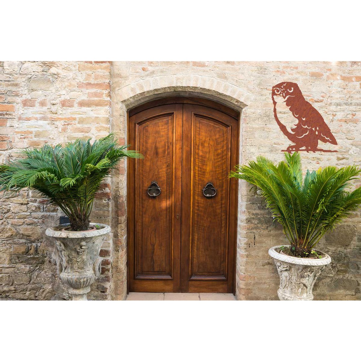 Wanddecoratie uil roestmetaal 40,6x50,9 cm