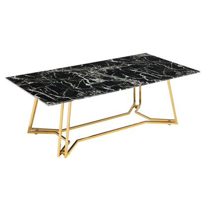 Salontafel 110x60x40 cm zwart marmerlook goud metaal