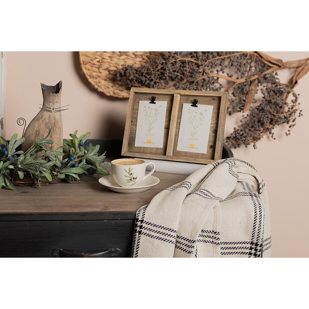 Plaid 125x150 cm katoen beige zwart ruiten