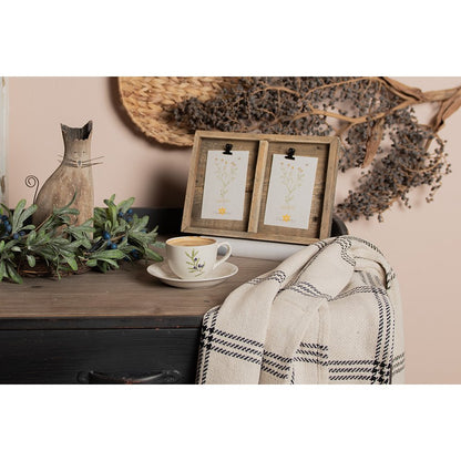 Plaid 125x150 cm katoen beige zwart ruiten