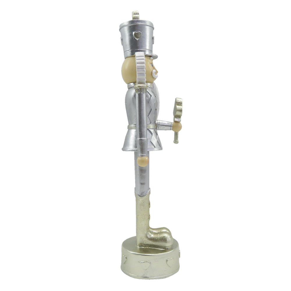 Beeld Notenkraker 24 cm Zilverkleurig Wit Kunststof Kerstdecoratie