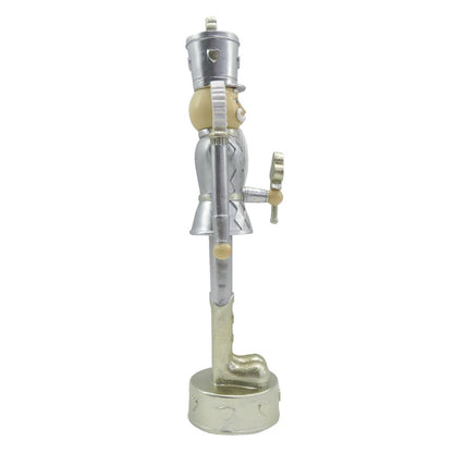 Beeld Notenkraker 24 cm Zilverkleurig Wit Kunststof Kerstdecoratie