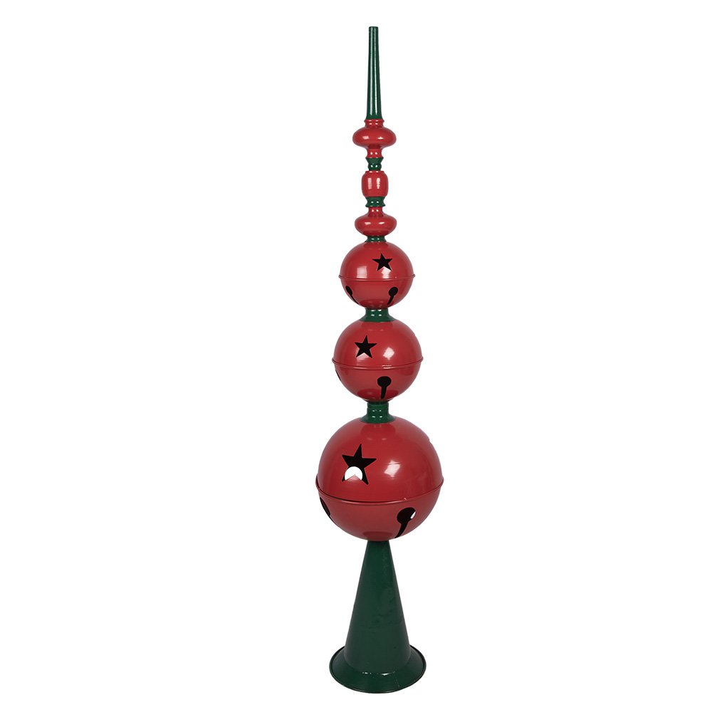 Kerstdecoratie pilaar Ø 31x153 cm rood groen metaal