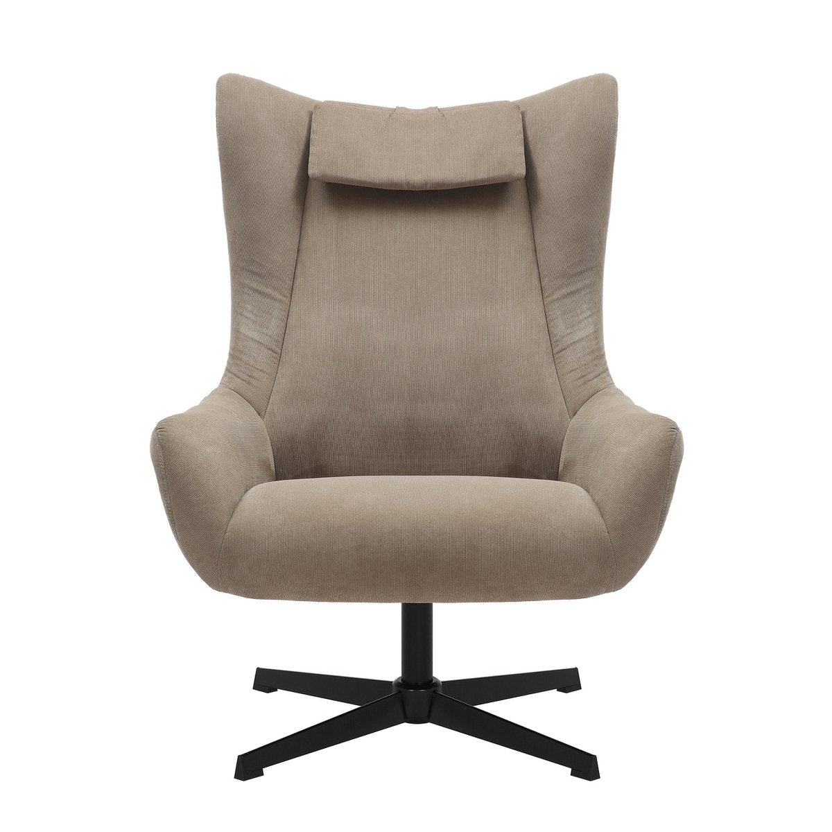 Fauteuil met kruk corduroy bruin 82x85x106 cm