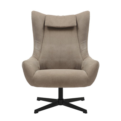 Fauteuil met kruk corduroy bruin 82x85x106 cm