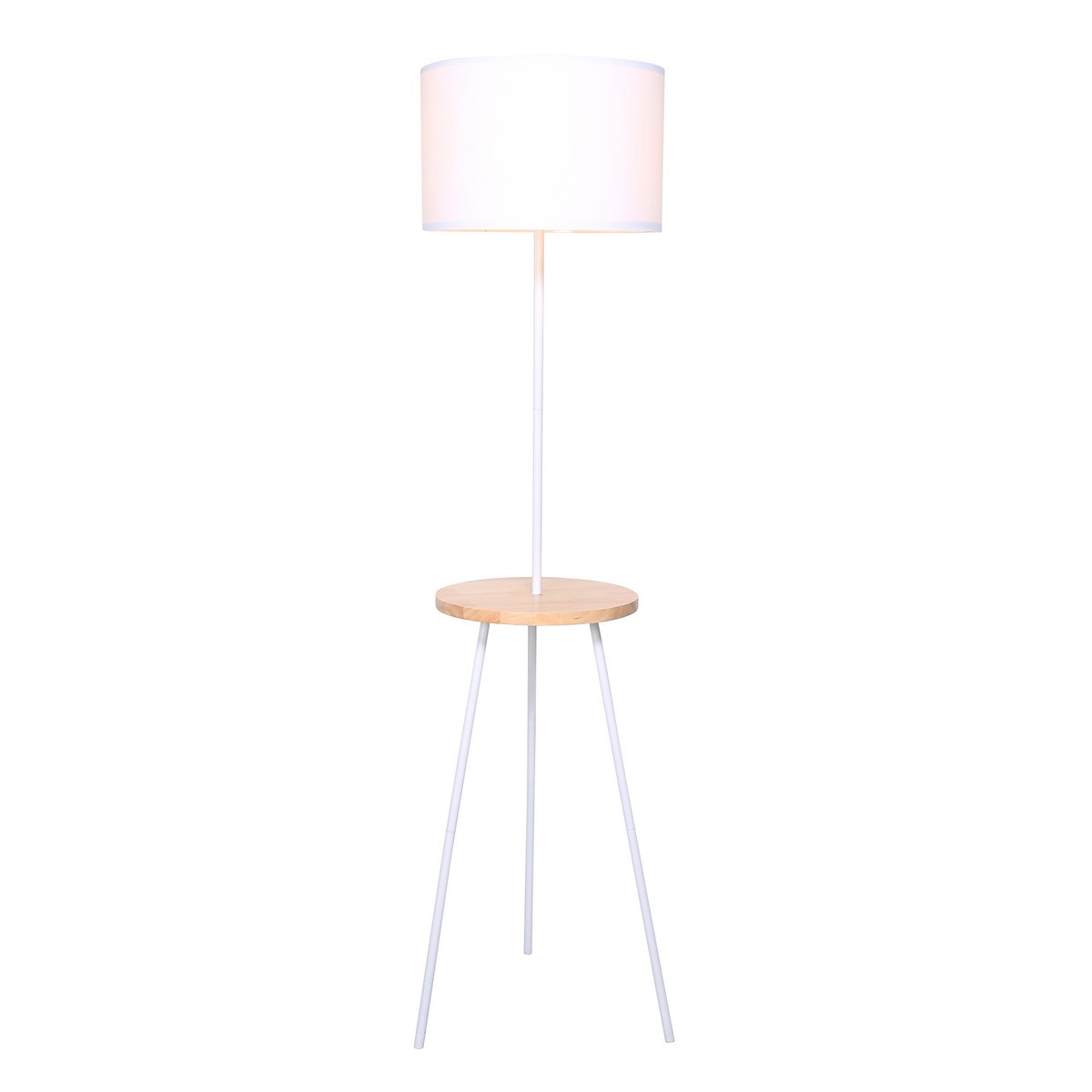 Vloerlamp met houten dienblad 152 cm wit
