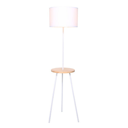 Vloerlamp met houten dienblad 152 cm wit