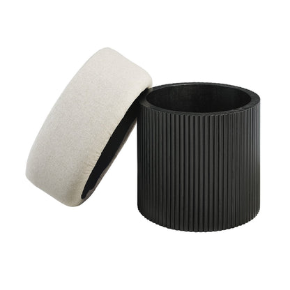 Pouf met opslagruimte Ø 50 cm zwart grijs