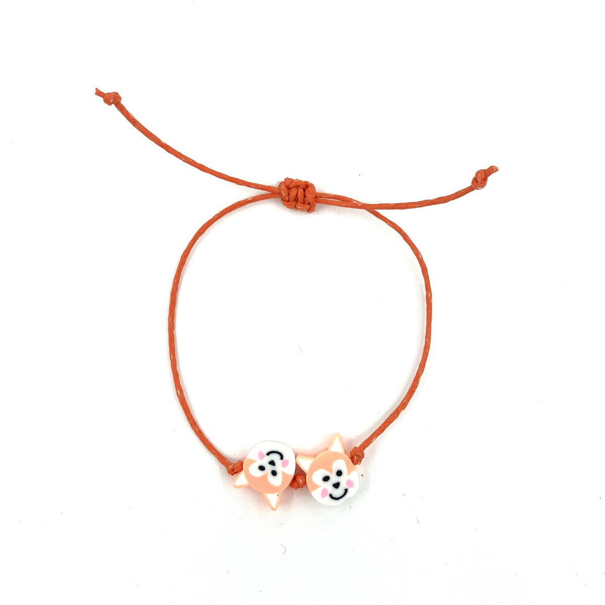 Kinderarmband vos oranje koord verstelbaar