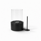 Table Fireplace - Round - Metal/Glass - Black - 18x18x26.5cm