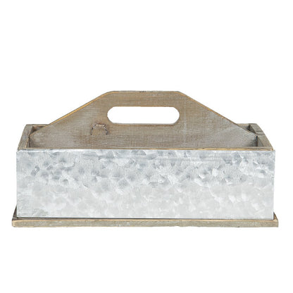 Opbergkist 28x13x18 cm hout metaal