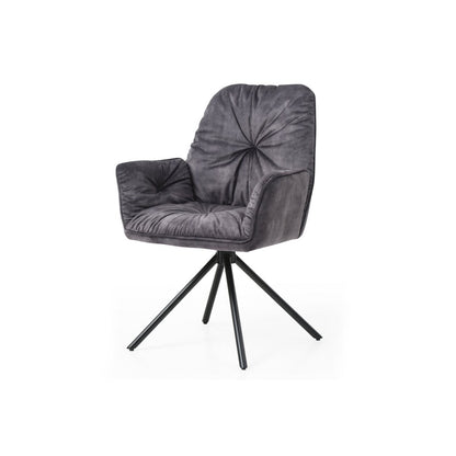 Fauteuil draaibaar zwart fluweel metaal