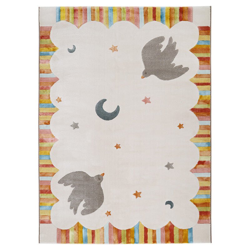 Multicoloured nursery rug dancing birds