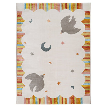 Multicoloured nursery rug dancing birds