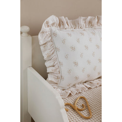 Muslin decorative cushion with ruffle "Boho Flowers"