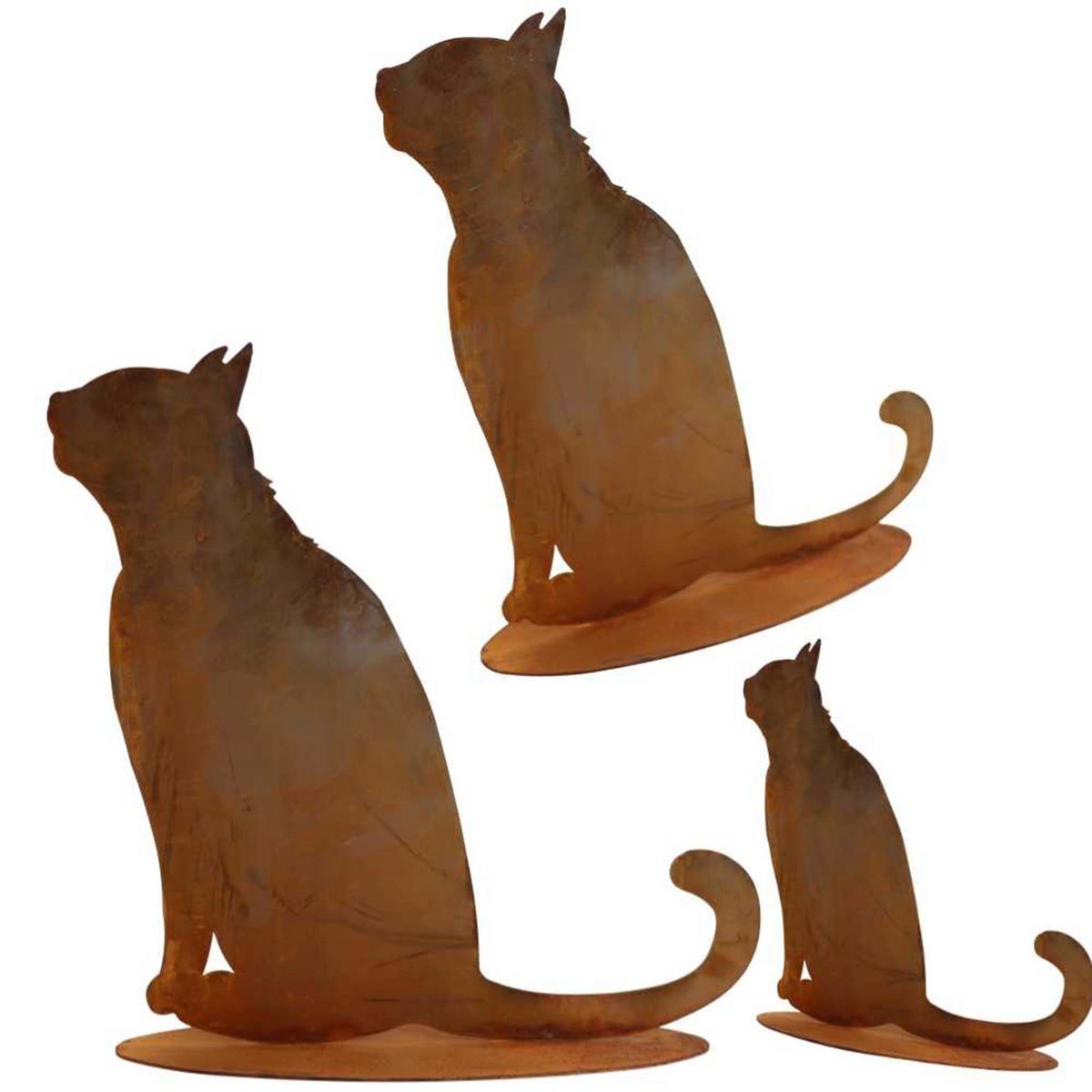 Metal decorative cat figurine with a patina finish