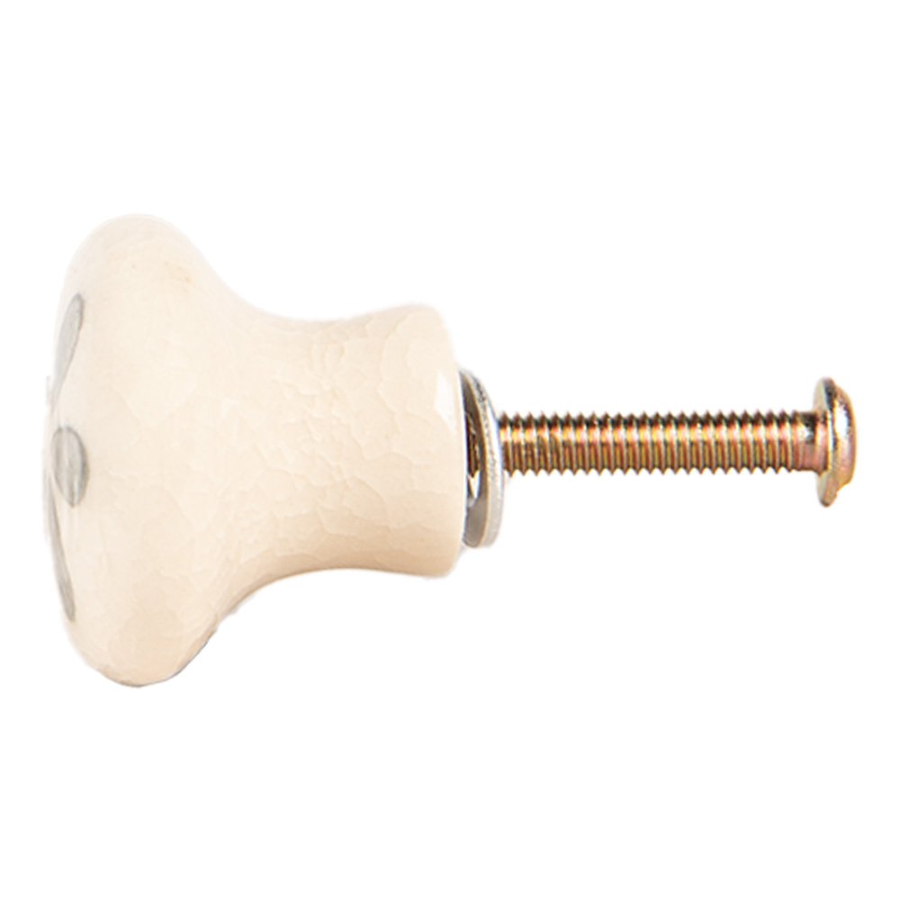 Deurknop 3 cm beige grijs keramiek