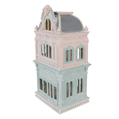 Decoratie Beeld Huis 19x15x38 cm Blauw Kunststof