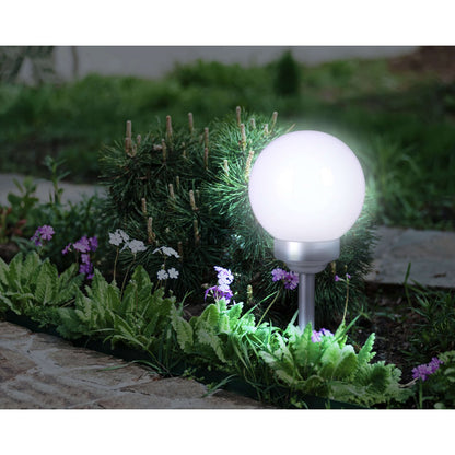 LED Outdoor Spherical Spike "Ball" D: 25 cm, plastic ground spike, white, with integrated LED