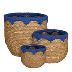 Plantenmand zeegras set van 3 H24xØ26 cm blauw bruin