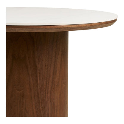 Salontafel ø60x42 cm keramiek/essenfineer wit donkerbruin
