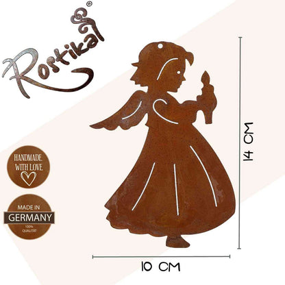 Kerstengel decoratie roestkleurig metaal