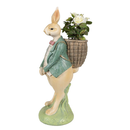 Konijnenbeeld 30 cm bruin groen polyresin