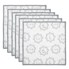 Servetten katoen set van 6 wit grijs kattenpatroon 40x40 cm