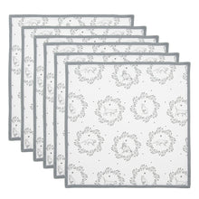 Servetten katoen set van 6 wit grijs kattenpatroon 40x40 cm